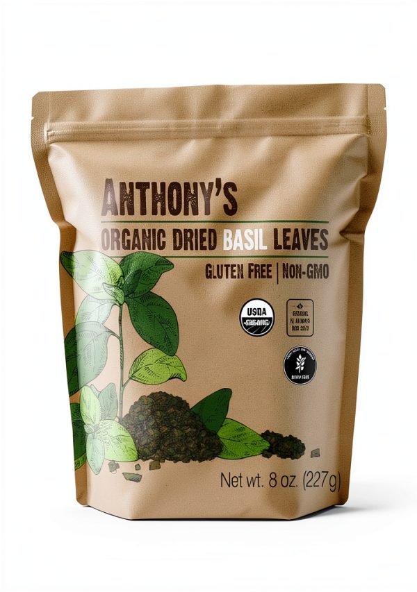 Organic Dried Basil Leaves Anthony's Cut Sifted Spice-0