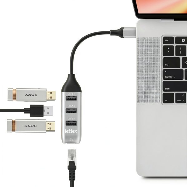 LETLEX USB C Hub with RJ45 and USB 3.0-3