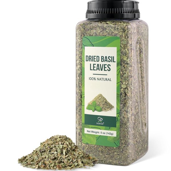 Soeos Sweet Basil Leaf 5 Ounce Dried Herbs for Cooking-2