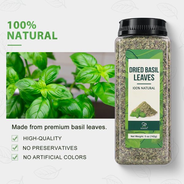 Soeos Sweet Basil Leaf 5 Ounce Dried Herbs for Cooking-5