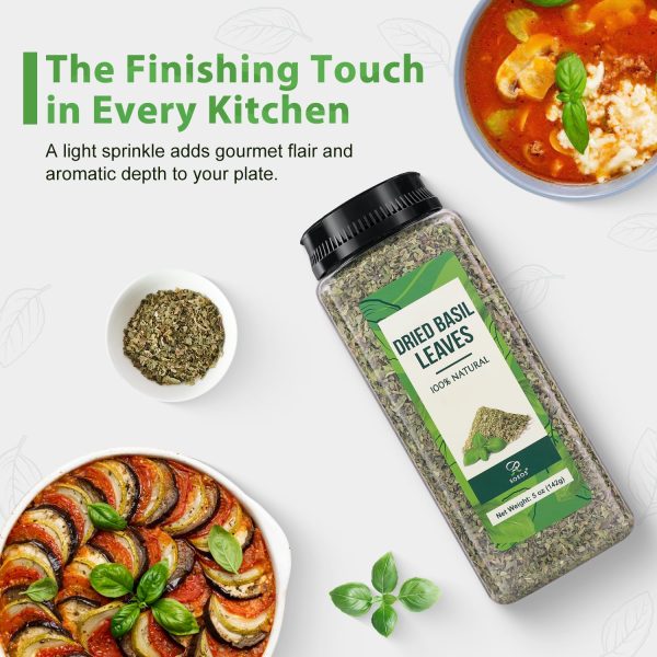 Soeos Sweet Basil Leaf 5 Ounce Dried Herbs for Cooking-8