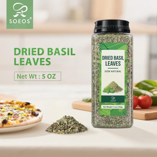 Soeos Sweet Basil Leaf 5 Ounce Dried Herbs for Cooking-3