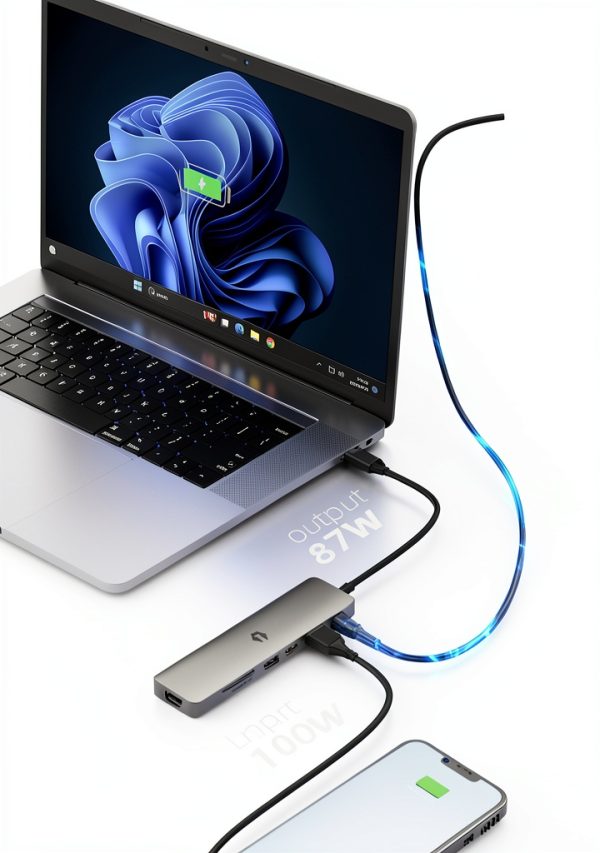 USB C Hub oditton 7-in-1 4K HDMI 100W PD Grey-1