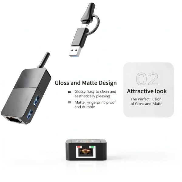 USB C to Ethernet Adapter with 3 USB 3.0 Ports – ALL LUCKY 1‑Pack-3