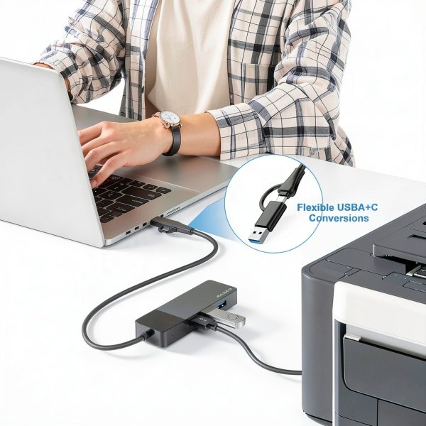 USB C to Ethernet Adapter with 3 USB 3.0 Ports – ALL LUCKY 1‑Pack-5