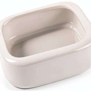 Reptile Food Bowls Ceramic Square Dish by LEETOYI White Medium 1-Pack-0