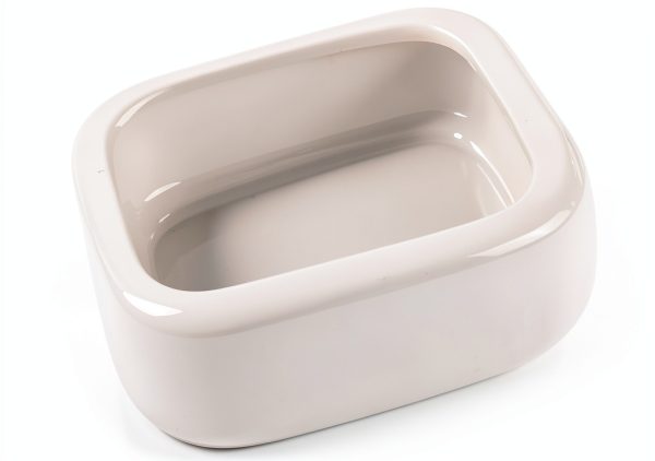 Reptile Food Bowls Ceramic Square Dish by LEETOYI White Medium 1-Pack-0