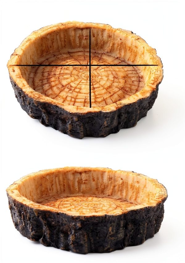 Reptile Water and Food Bowls CalPalmy 2 Pack Small Natural Tree Trunk-2