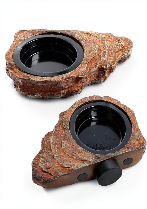 Magnetic Gecko Feeding Ledge OIIBO Resin with 3 PVC Cups 1.5lb Cap-4