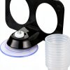 SLSON Gecko Feeder Ledge Acrylic Improved Suction Cup Reptile Feeder with 20 Pack 1 oz Plastic Bowls for Reptiles Food and Water Feeding,Black-4