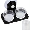 SLSON Gecko Feeder Ledge Acrylic Improved Suction Cup Reptile Feeder with 20 Pack 1 oz Plastic Bowls for Reptiles Food and Water Feeding,Black-0