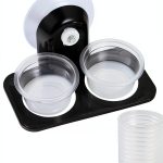 SLSON Gecko Feeder Ledge Acrylic Improved Suction Cup Reptile Feeder with 20 Pack 1 oz Plastic Bowls for Reptiles Food and Water Feeding,Black-0