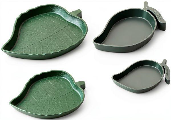 Terrarium Bowls 4Pack Feeding Dishes Leaf & Mango Shaped by SLSON-0