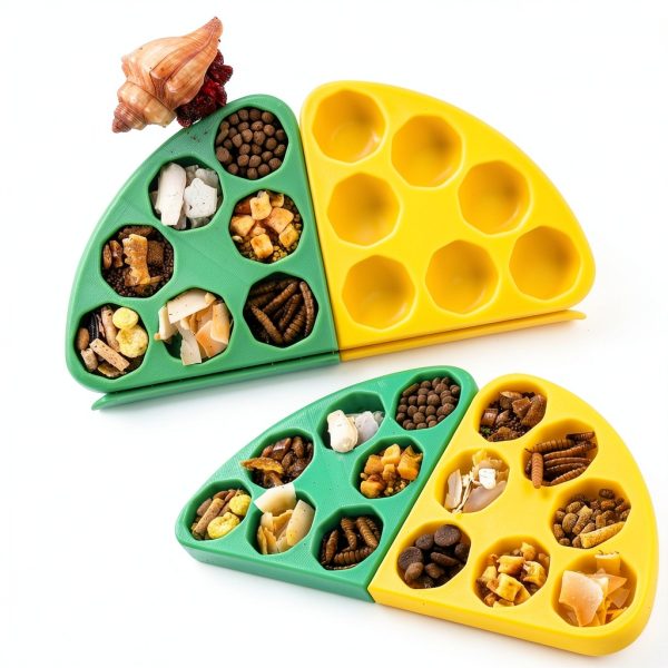Hermit Crab Food Bowl HERPDEN 2pcs Corner Design 7-Compartment Bowl-3