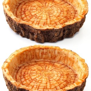 Reptile Water and Food Bowls CalPalmy 2 Pack Small Natural Tree Trunk-0