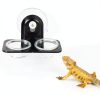 SLSON Gecko Feeder Ledge Acrylic Improved Suction Cup Reptile Feeder with 20 Pack 1 oz Plastic Bowls for Reptiles Food and Water Feeding,Black-5