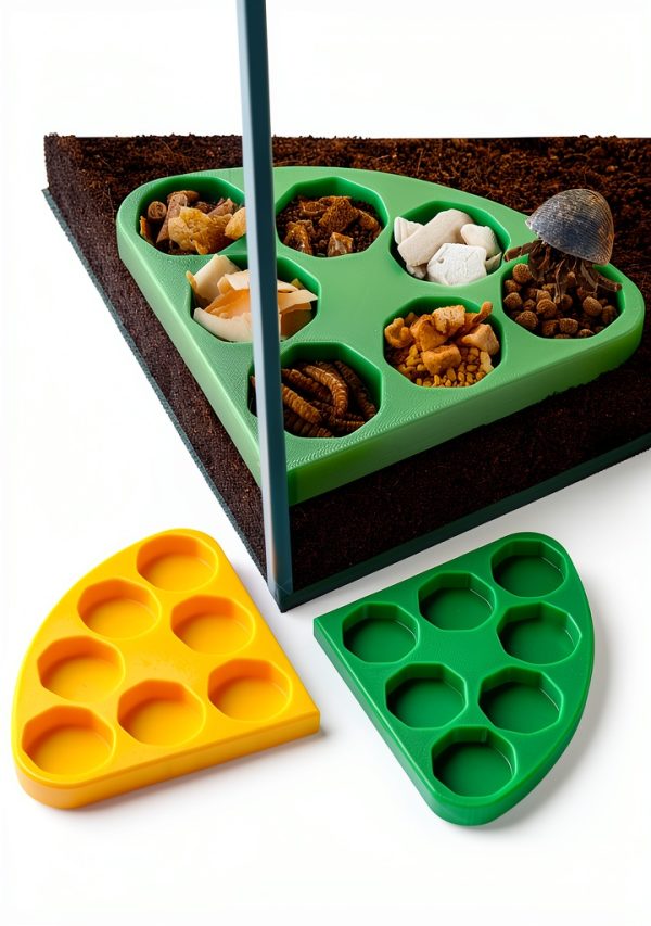Hermit Crab Food Bowl HERPDEN 2pcs Corner Design 7-Compartment Bowl-0