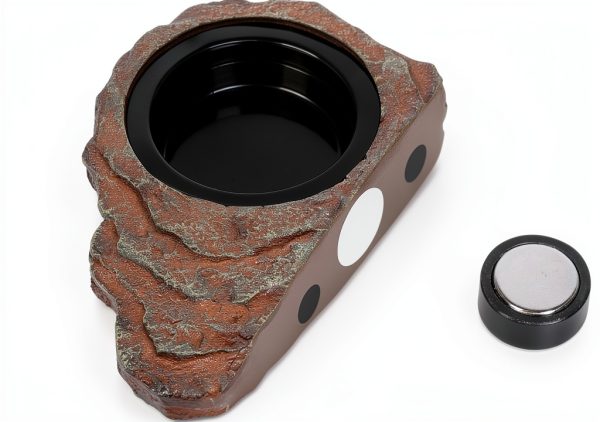 Magnetic Gecko Feeding Ledge OIIBO Resin with 3 PVC Cups 1.5lb Cap-3