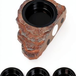 Magnetic Gecko Feeding Ledge OIIBO Resin with 3 PVC Cups 1.5lb Cap-0