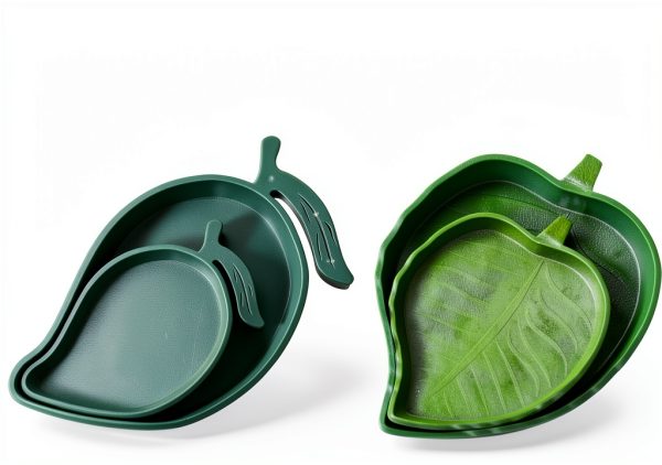 Terrarium Bowls 4Pack Feeding Dishes Leaf & Mango Shaped by SLSON-1