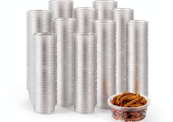 Gecko Food and Water Cups 500pcs Small Plastic Feeder by EBOOT 0.5oz-0