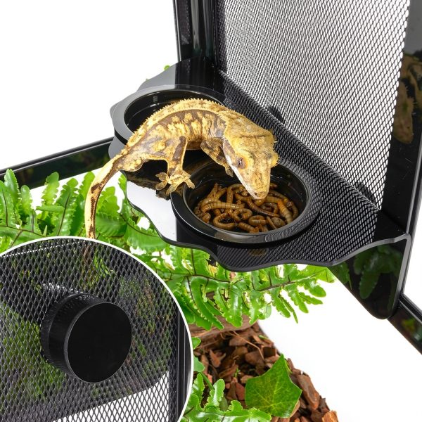 REPTI ZOO Magnetic Gecko Feeding Ledge, Acrylic Aboreal Feeding Ledge with 6PCS Cups, Strong Magnetic Reptile Ledge Gecko Food Ledge-1
