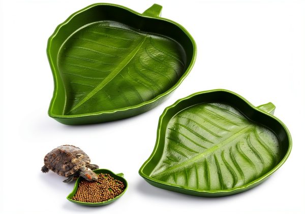 Leaf Reptile Food Water Bowl Boao Terrarium Bowls 2 Sizes Leaf Design-0