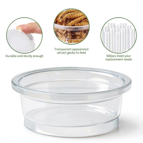 Gecko Food and Water Cups 500pcs Small Plastic Feeder by EBOOT 0.5oz-2