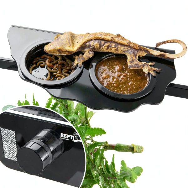 REPTI ZOO Magnetic Gecko Feeding Ledge, Acrylic Aboreal Feeding Ledge with 6PCS Cups, Strong Magnetic Reptile Ledge Gecko Food Ledge-2