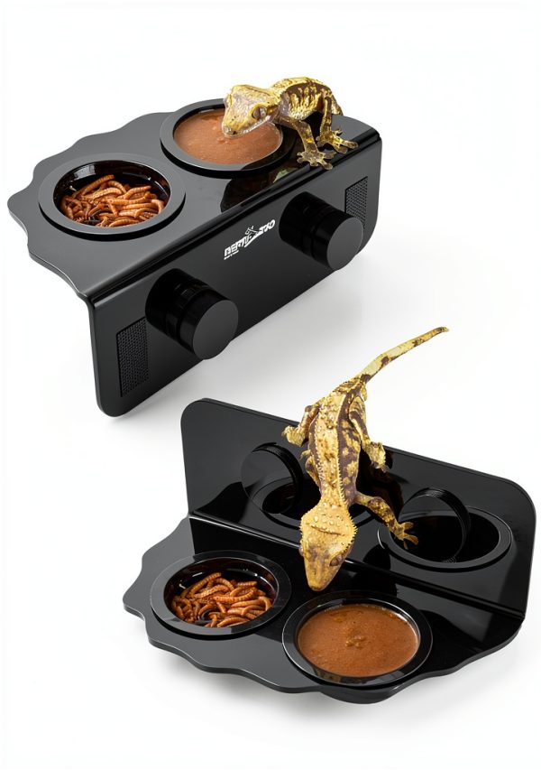 REPTI ZOO Magnetic Gecko Feeding Ledge, Acrylic Aboreal Feeding Ledge with 6PCS Cups, Strong Magnetic Reptile Ledge Gecko Food Ledge-4