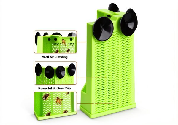 Reptile Corner Hunting Bowl - Glass Mount Insect Feeding Box for Reptile with Suction Cup which is Super Tight, Green, 6.29inch - M Size-1