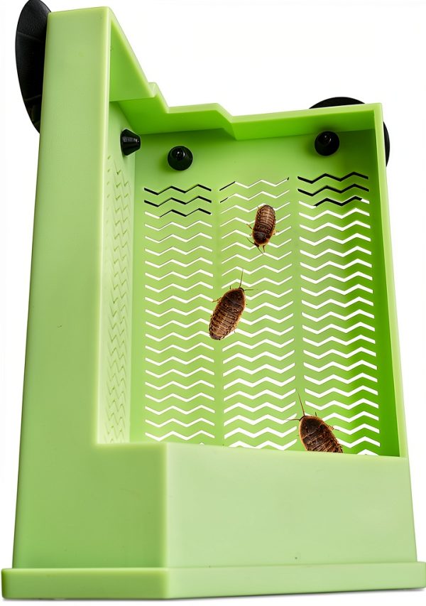 Reptile Corner Hunting Bowl - Glass Mount Insect Feeding Box for Reptile with Suction Cup which is Super Tight, Green, 6.29inch - M Size-0