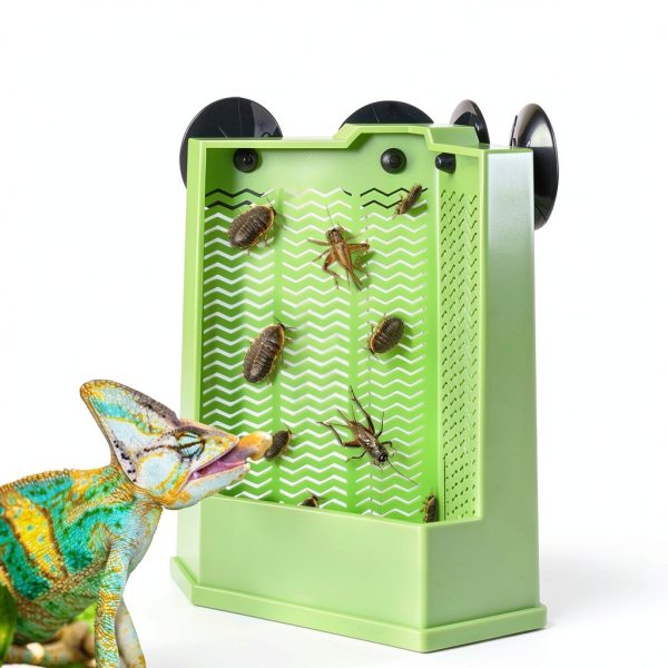 Reptile Corner Hunting Bowl - Glass Mount Insect Feeding Box for Reptile with Suction Cup which is Super Tight, Green, 6.29inch - M Size-5